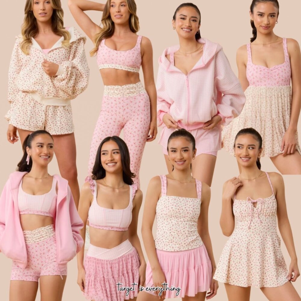 NWT Blogilates Ruched Waist Bike Shorts Pink Floral - Picture 8 of 8